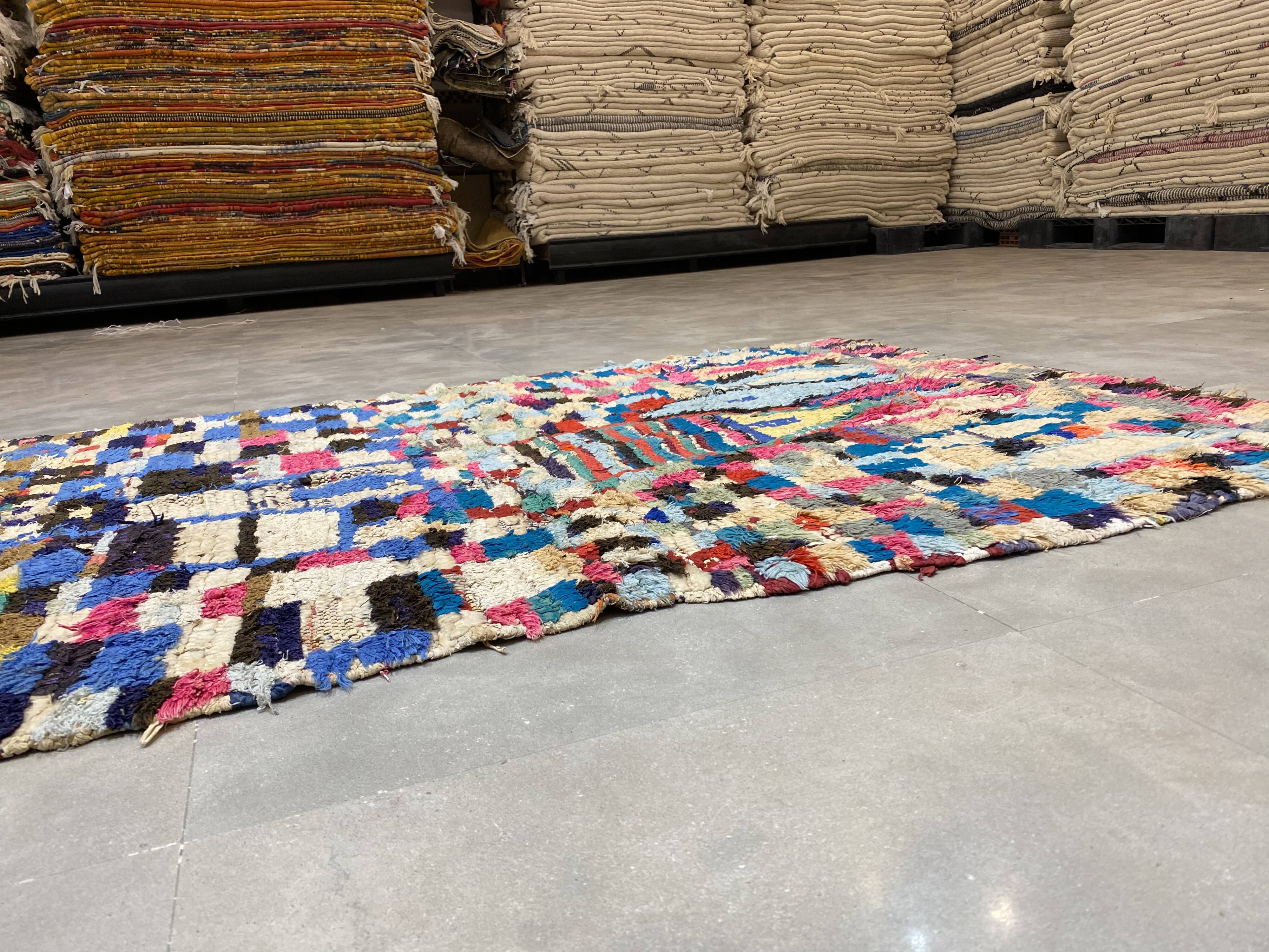 Multicolor carpet in boucherouite fabric 130x193cm