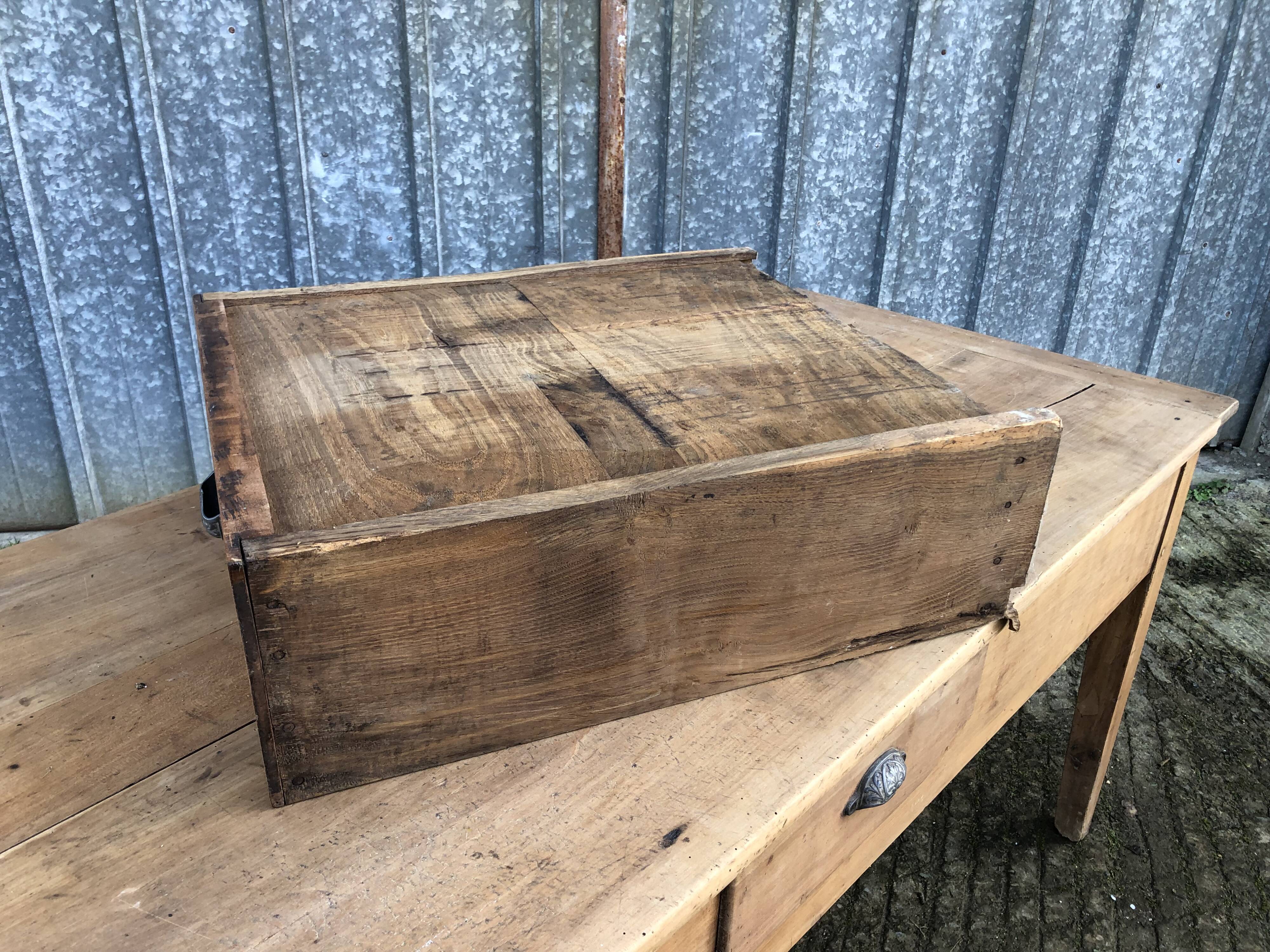 Antique solid cherry farmhouse table with 3 drawers and 1 pull out.