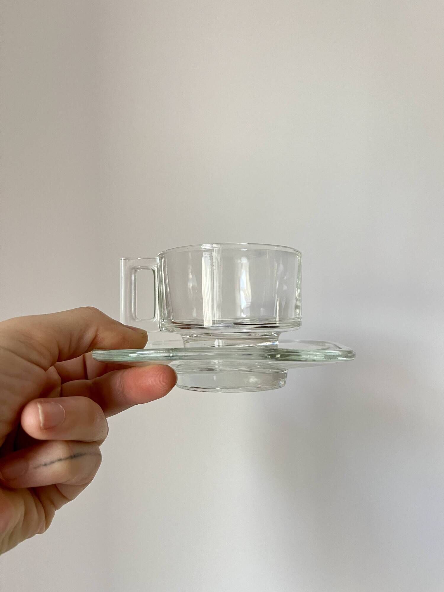 1 Joe Colombo “Arno” Coffee Cup & Saucer – Vintage Italian Modern Glass