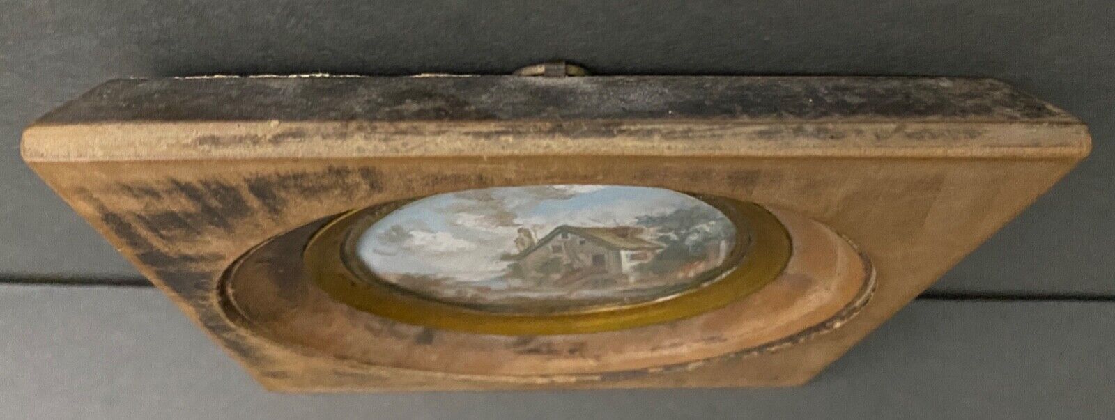 Hand-painted miniature Landscape with washerwomen 1960