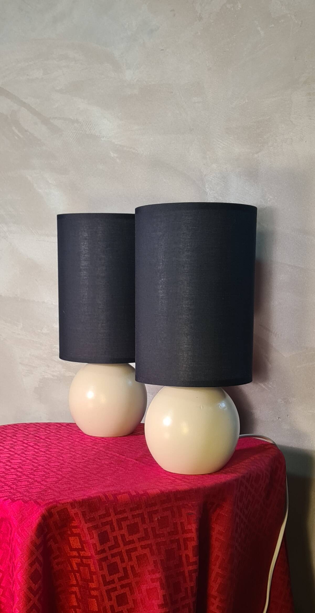 Paire de lampe chevet bois beige et abat jour en noir, scandinave elec ok 3