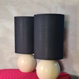 Paire de lampe chevet bois beige et abat jour en noir, scandinave elec ok 3