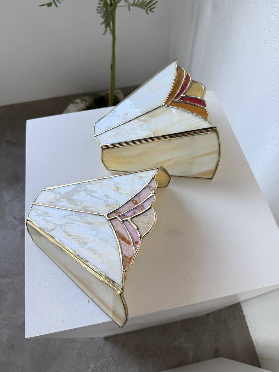 Paire applique style Art Déco verre nacre