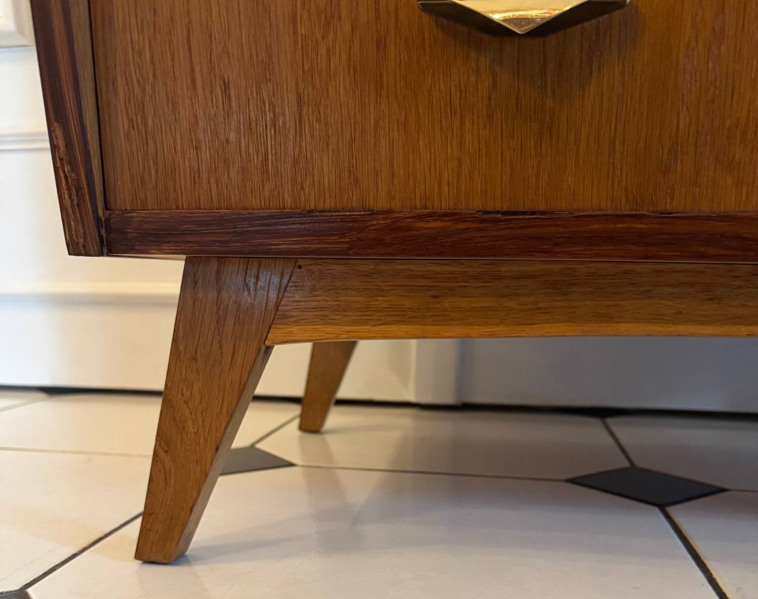 Vintage chest of drawers with compass feet