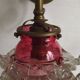 French Brass Single Wall Light with Pink & Clear Floral Glass Shade