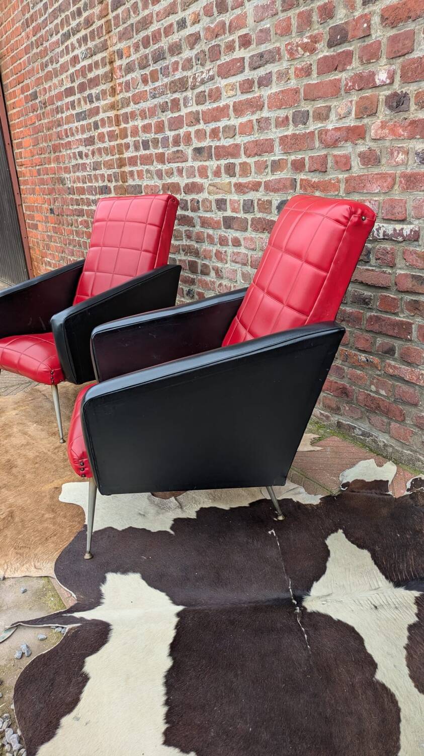 Pair of Armchairs in Faux Leather