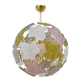Chandelier Sputnik en verre de Murano italien dans des couleurs pastel et en laiton poli