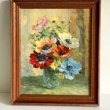 TABLEAU Vintage Bouquet d'anémones