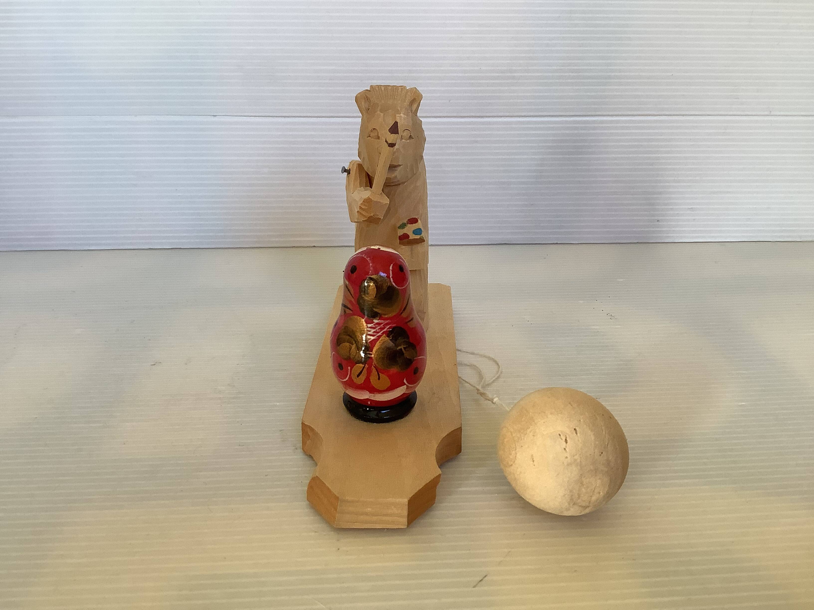 Bogorodskaya traditional Russian wooden bear and matryoshka toy