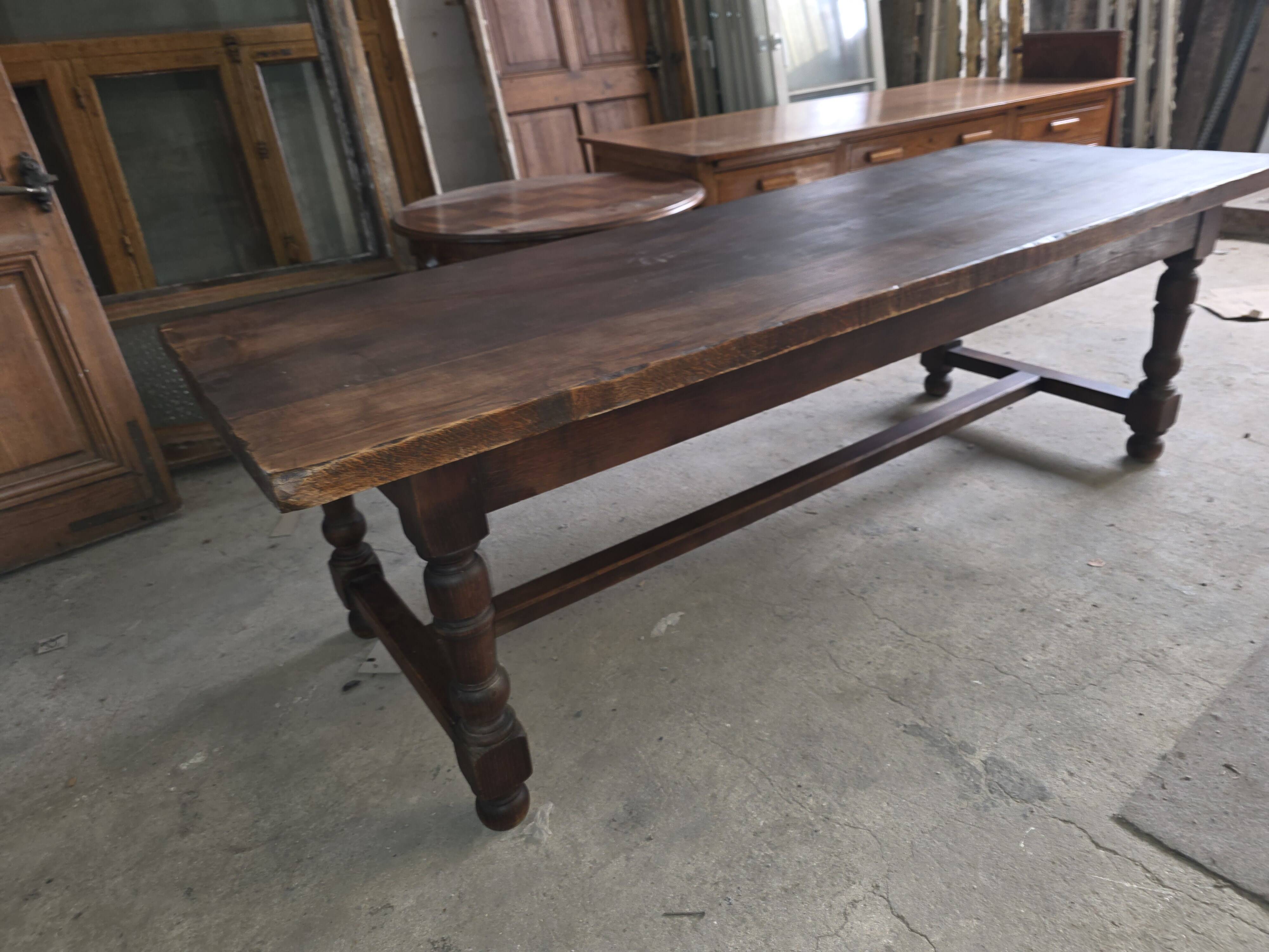 Table de ferme en chêne massif,  250 × 87cm