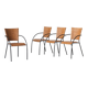Set of 4 stackable dining chairs in steel and rattan, 1970s