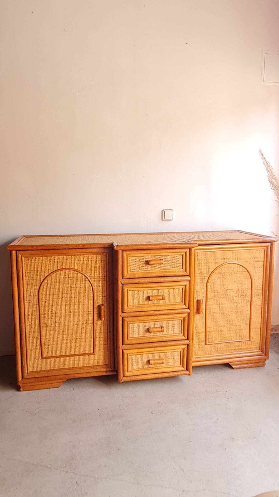 Enfilade en rotin, circa années 70