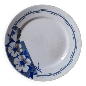 Large vintage dish with blue flower pattern Ceranord St Amand made in France Divona