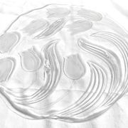 Glass Serving Dish Decorated with Art Deco Tulips