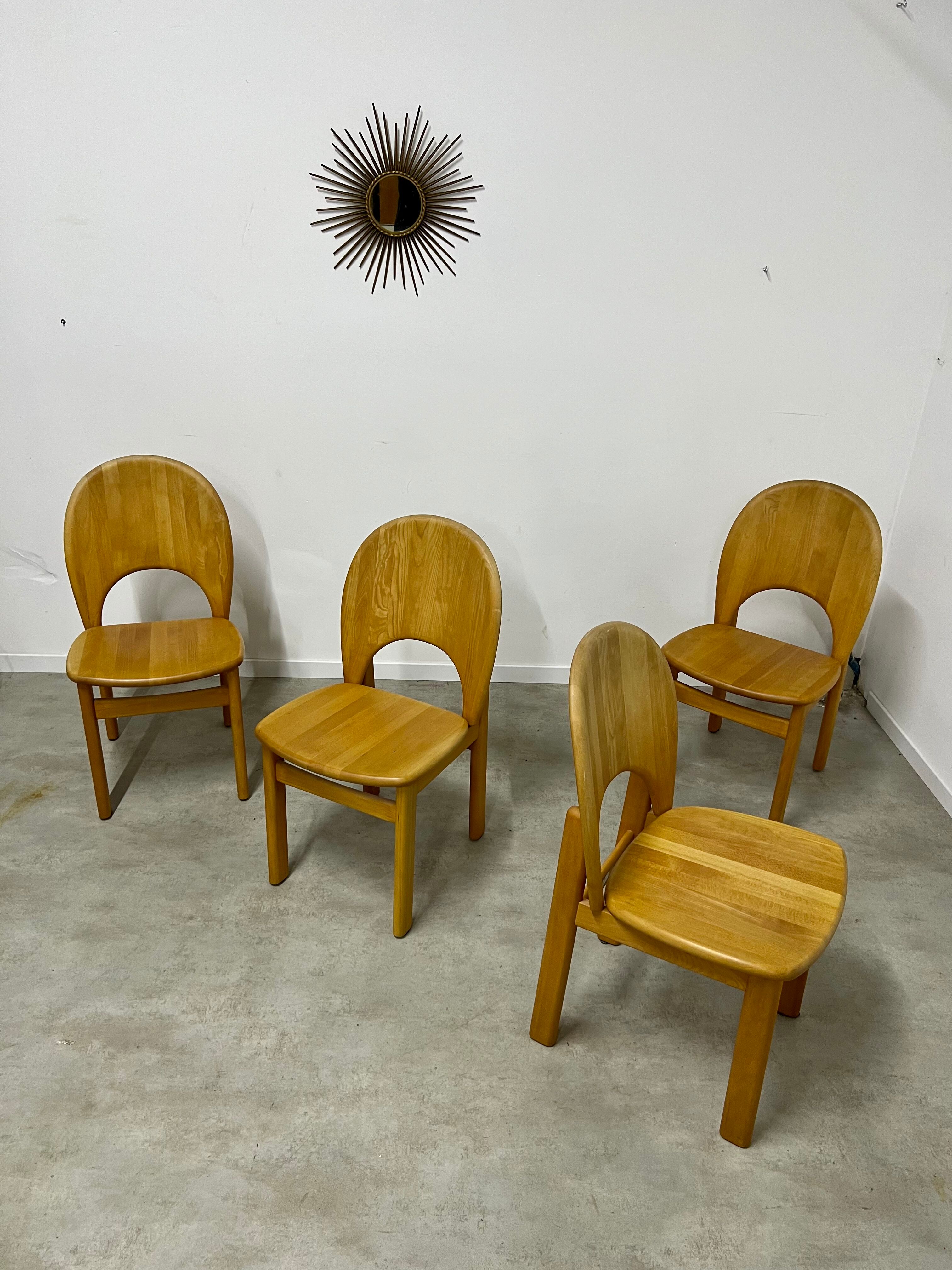 Lot de 4 chaises scandinave möbelfabrik glostrup orme massif vintage 70