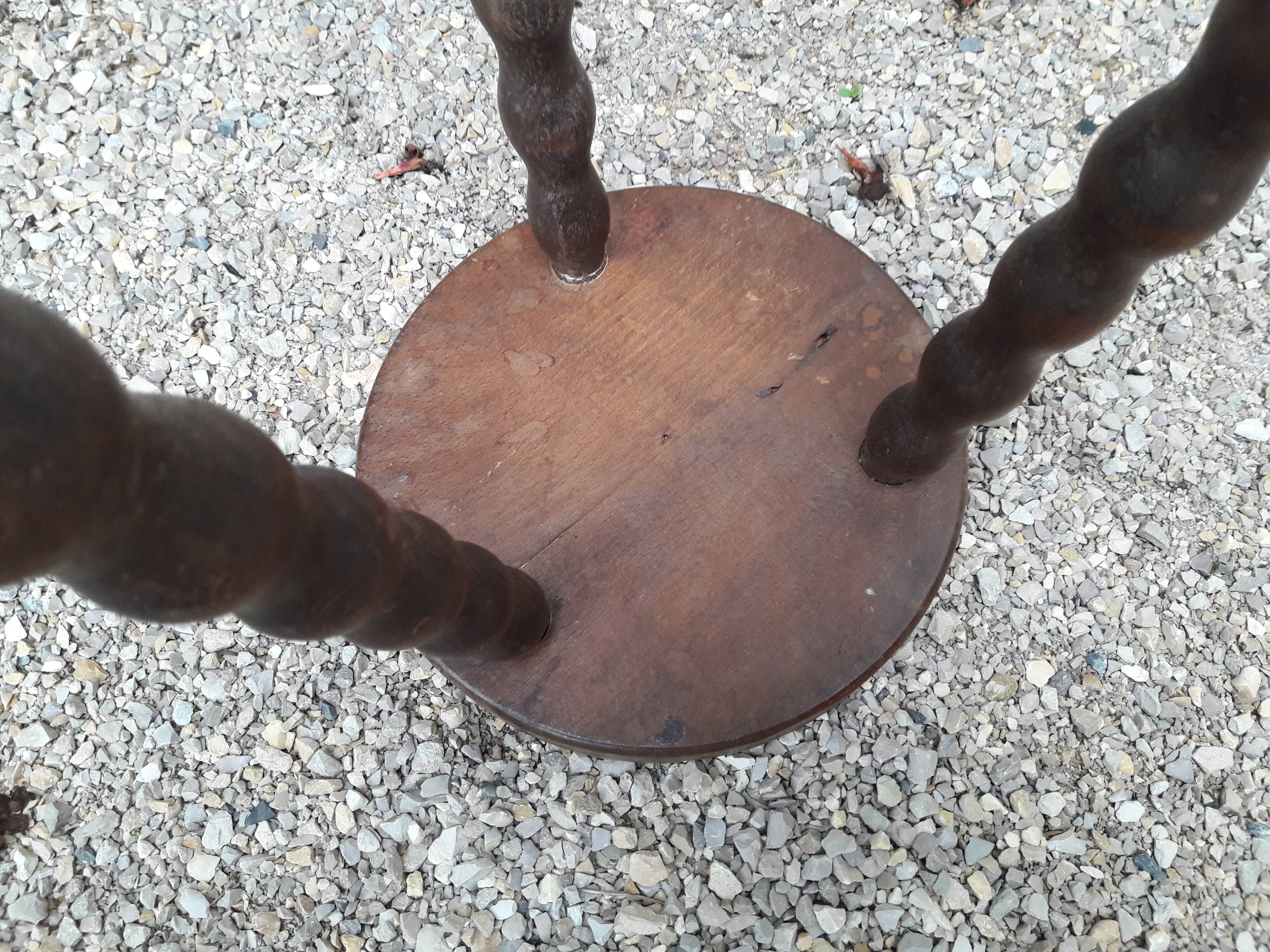 Turned wood tripod stool
