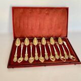 12 silver-gilt mocha spoons, with its case