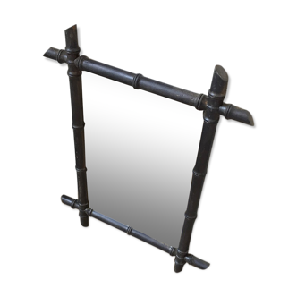 Ancien miroir bois imitation bambou 63 x 47 cm