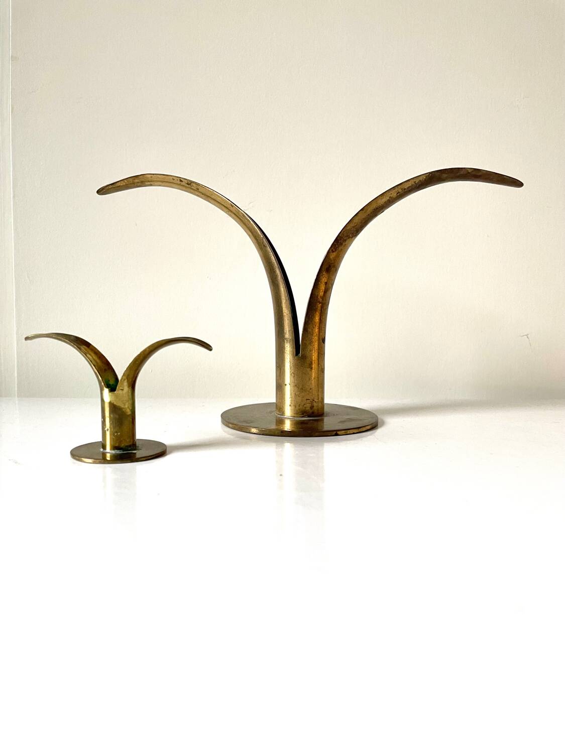 Lot of 2 Lily Design Ivar Alenius Björk Ystad metal candleholders