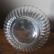 Carafe, flacon ancien en verre rond canelé