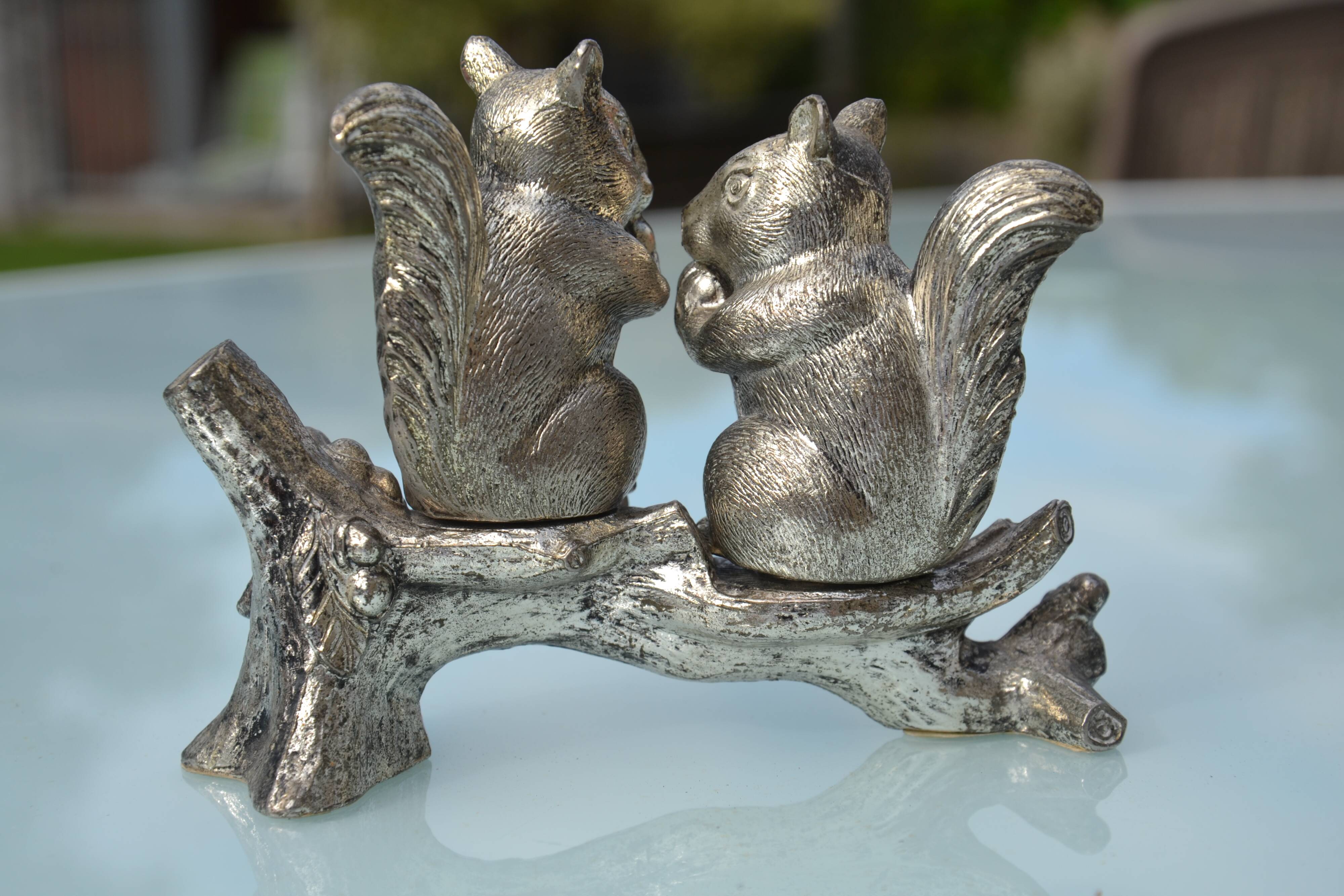 Silver-plated salt and pepper shakers "squirrel"