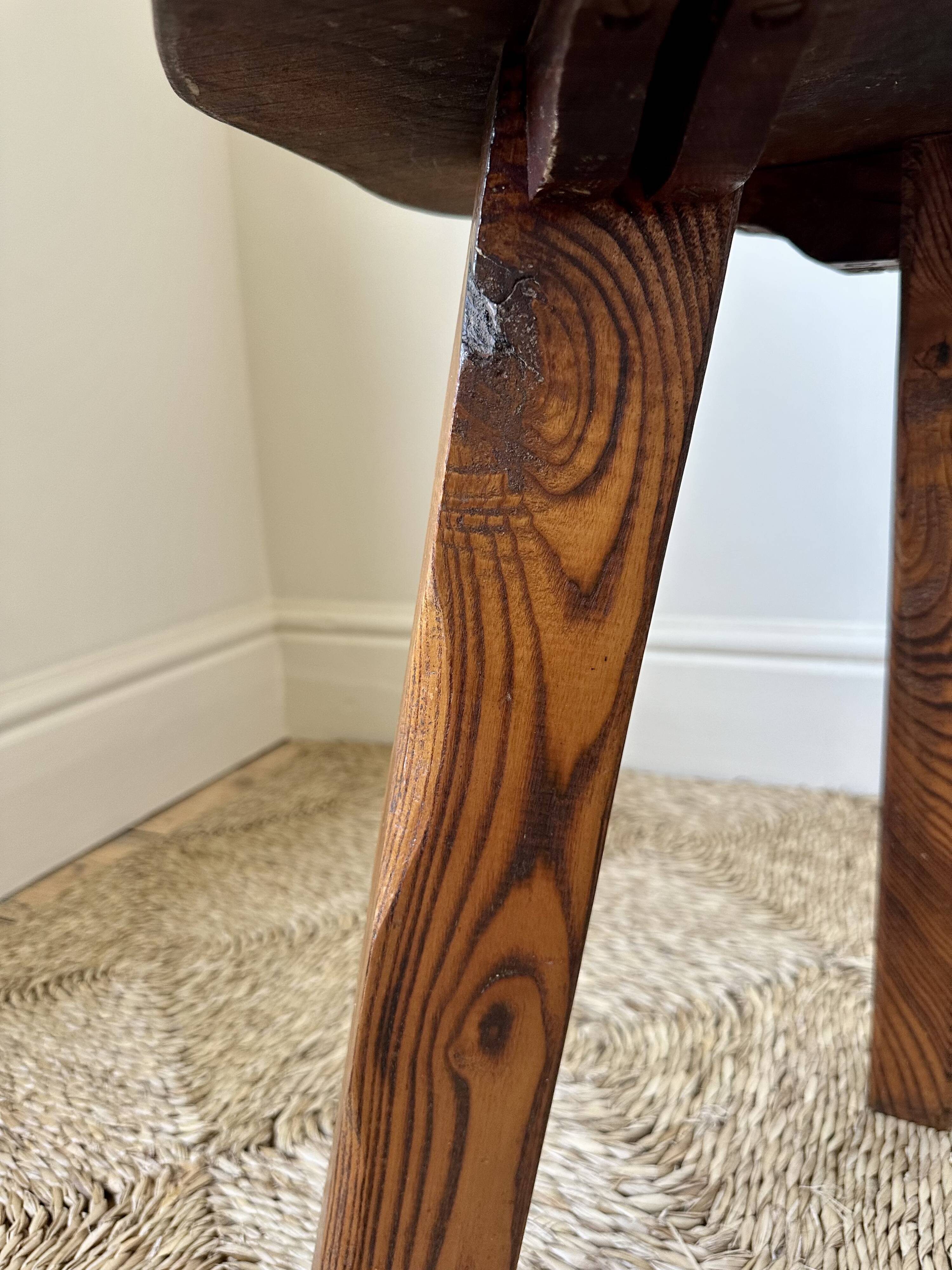 Midcentury brutalist rustic primitive side table by Wanderwood, England.