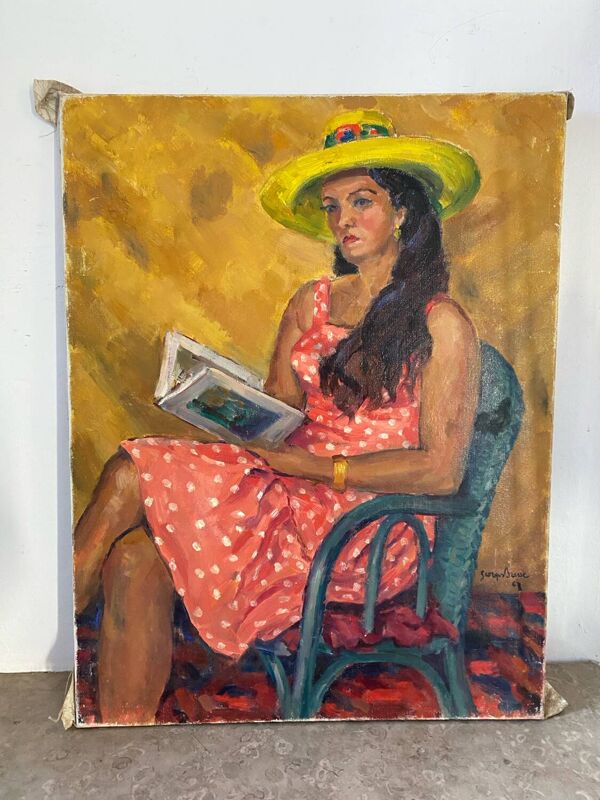 Portrait de femme signé de 1967