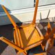 Set of 6 Scandinavian wooden and vintage leatherette chairs