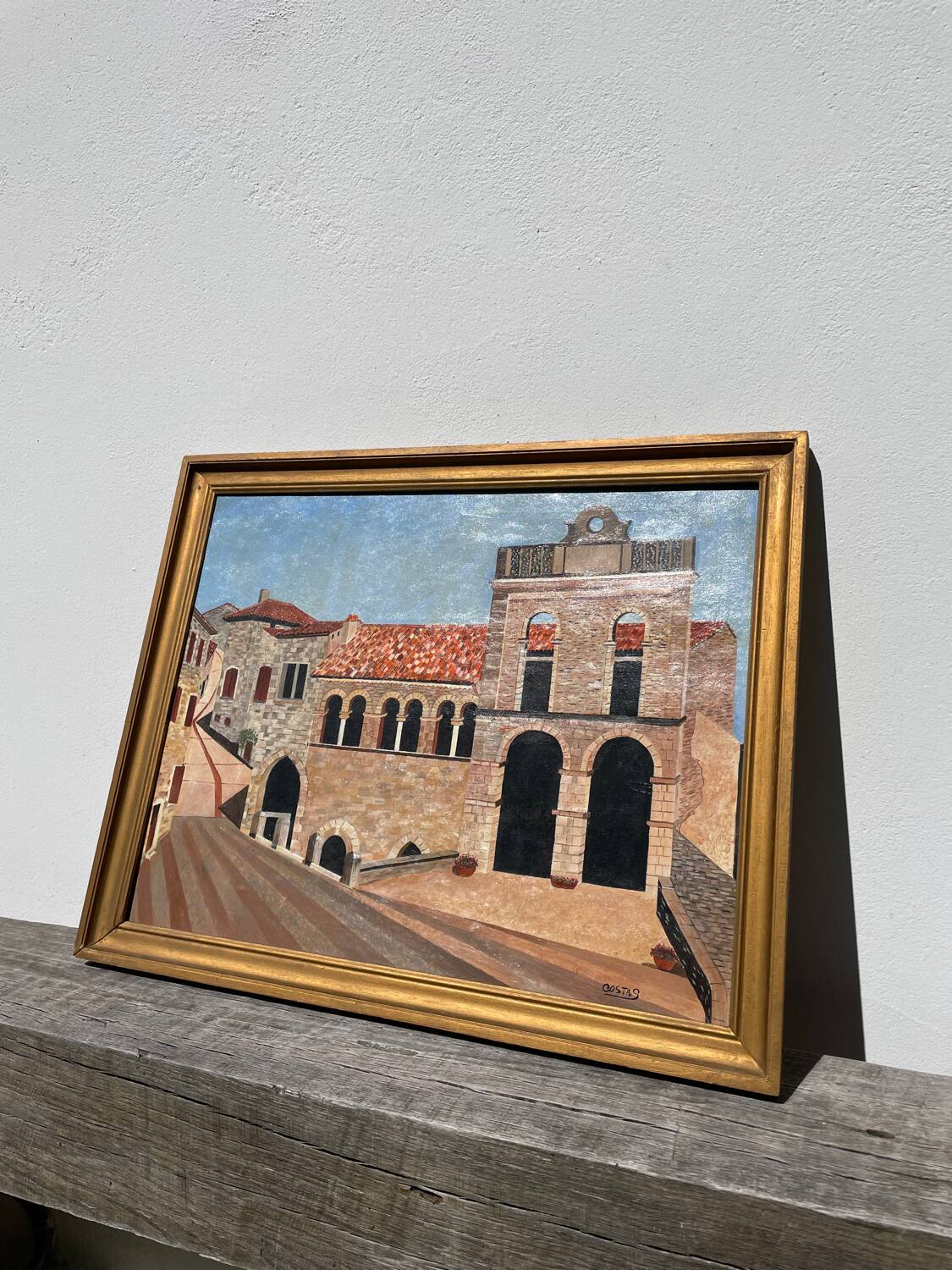 Tableau paysage italien peinture huile