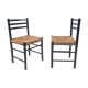 Set of 2 black and straw modernist side chairs, 1960s