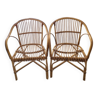 Pair of rattan armchairs