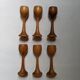 Egg cups on turned wooden legs, Scandinavian country decor
