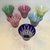 Set of six St. Louis crystal wine glasses