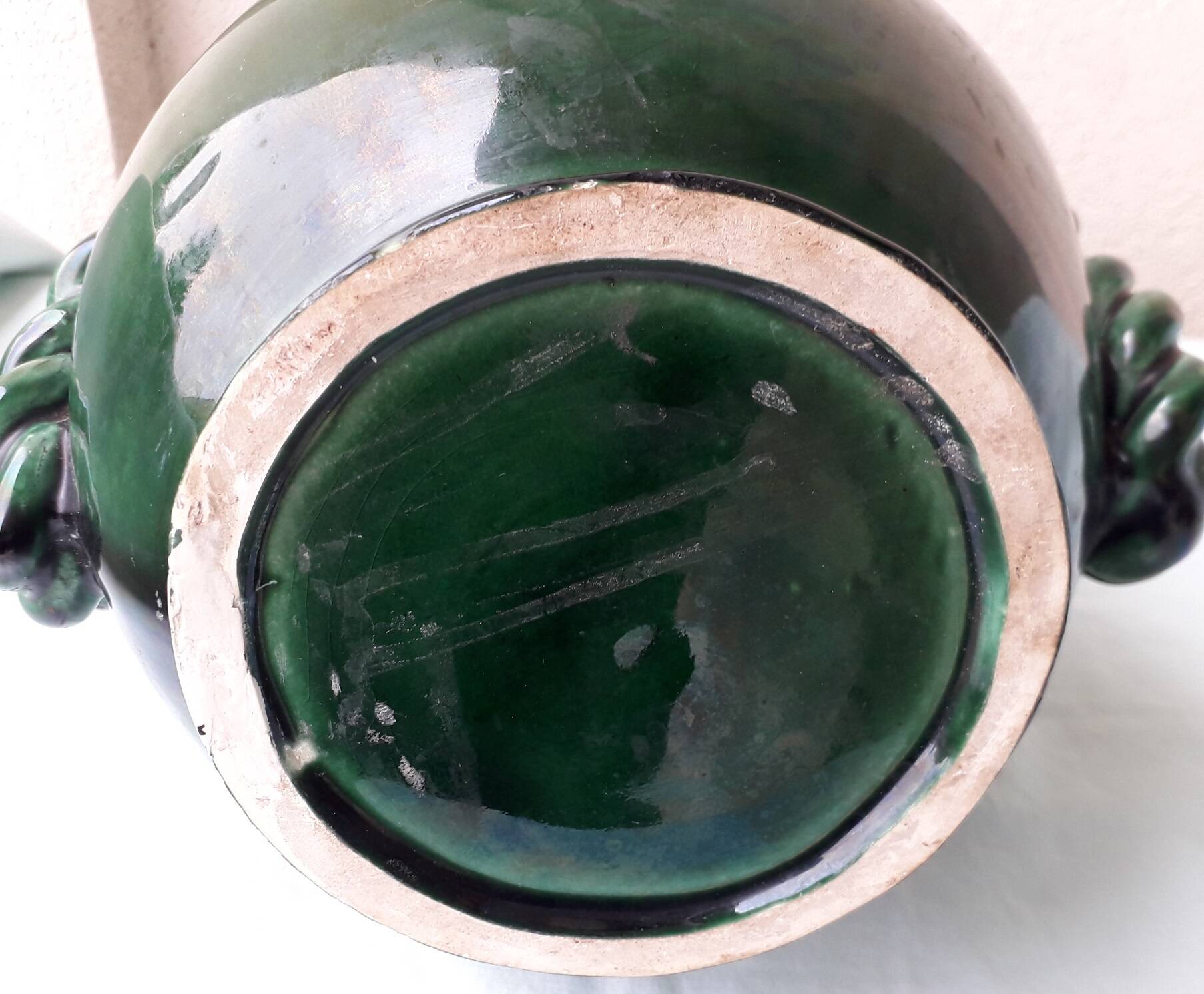 Green ceramic vase