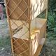 Rattan bamboo display shelf + vintage desk from the 50s-60s-70s.