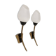 Pair of vintage wall lights, brass and opaline, France, 1960.