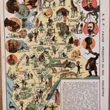 Old poster map of French Equatorial Africa (soil products and industry) - 1931