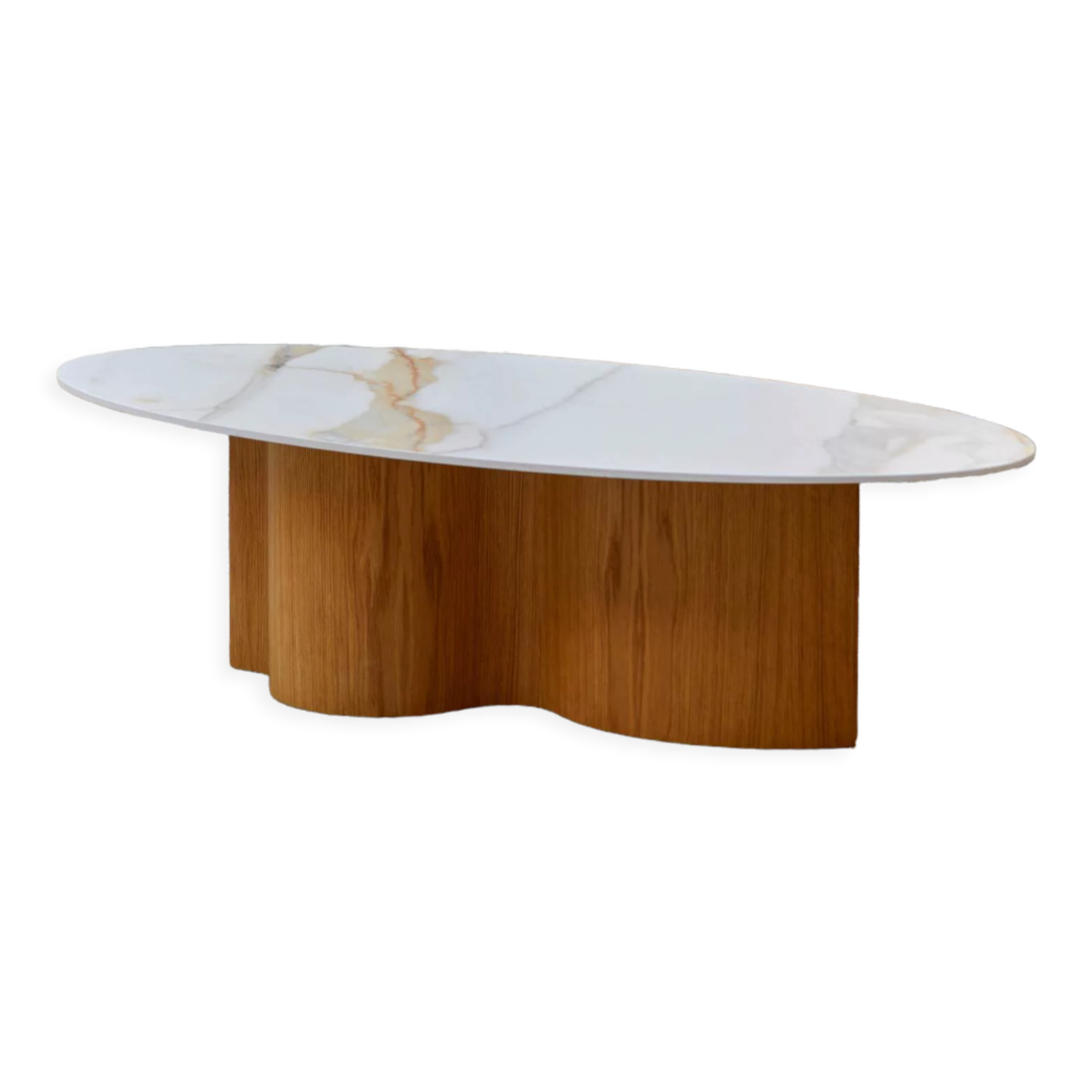 Wavewoo coffee table with stone top