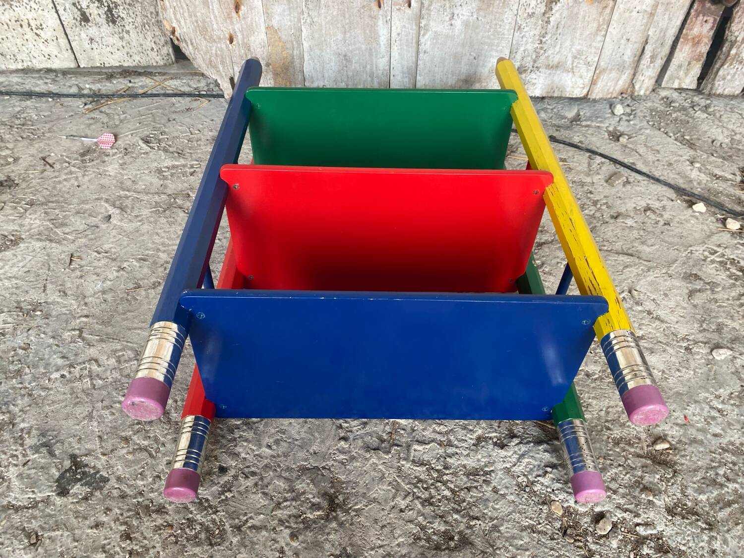 Vintage Coloured Wood Shelf Pencil Design PIERRE SALA Antique Furniture #D