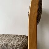 Set of 6 mid-century chairs in honey wood and tweed, 1970 design by dlg Regain.