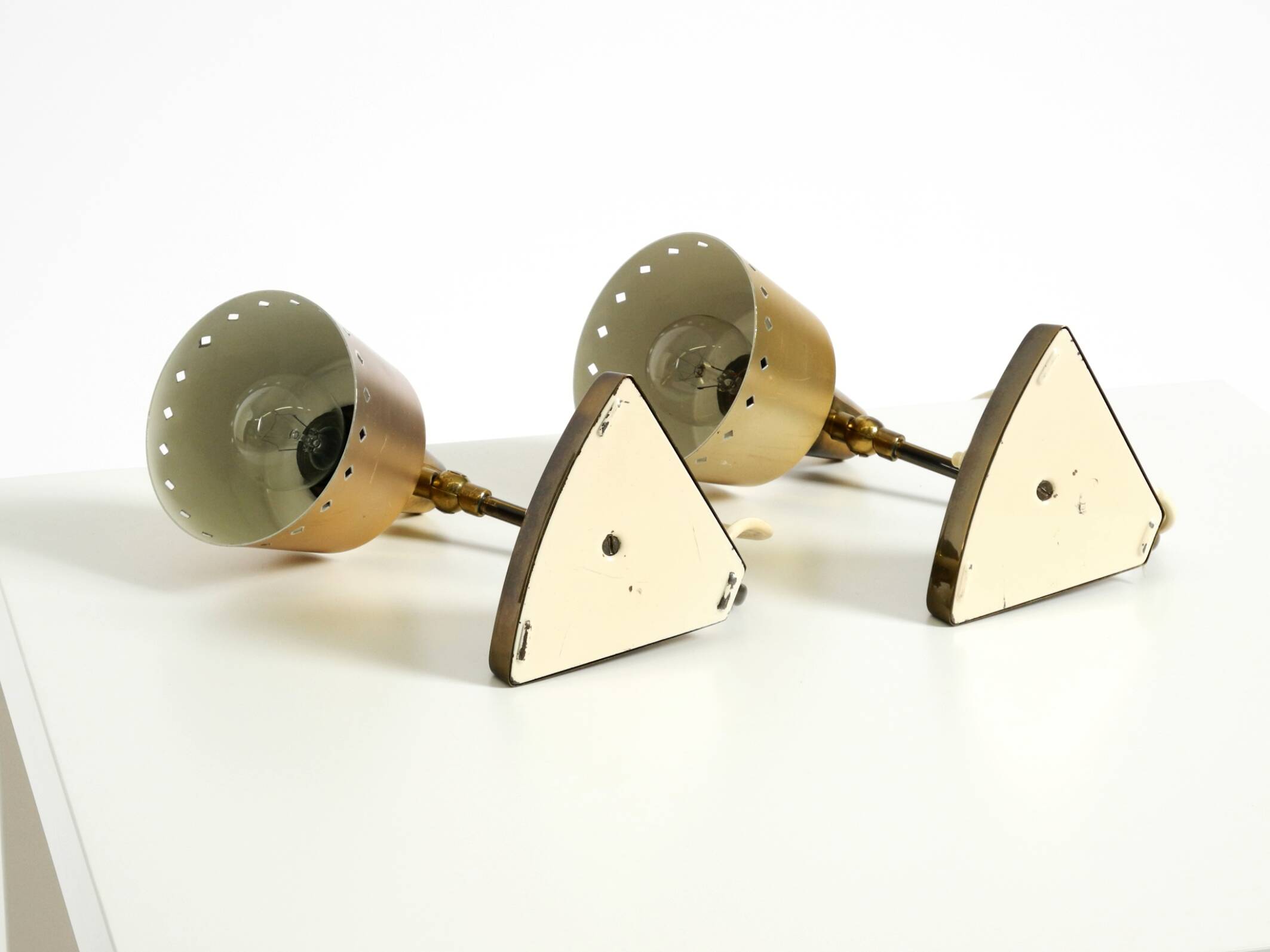 Two beautiful rare Mid Century Modern brass table lamps