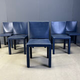 Set of 6 blue Arcadia dining chairs by Paolo Piva for B&B Italia, 1980s