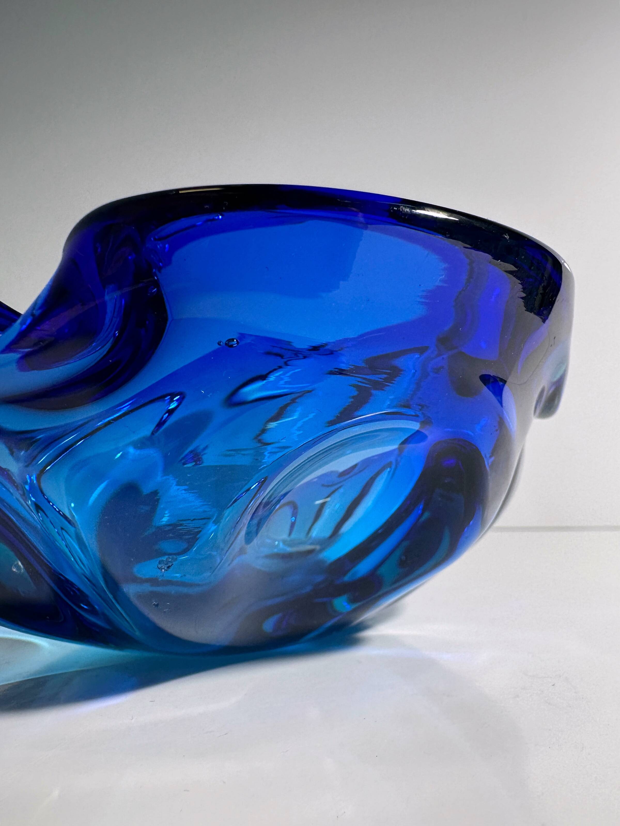 Bohemian bowl / ashtray glass CZ Blue