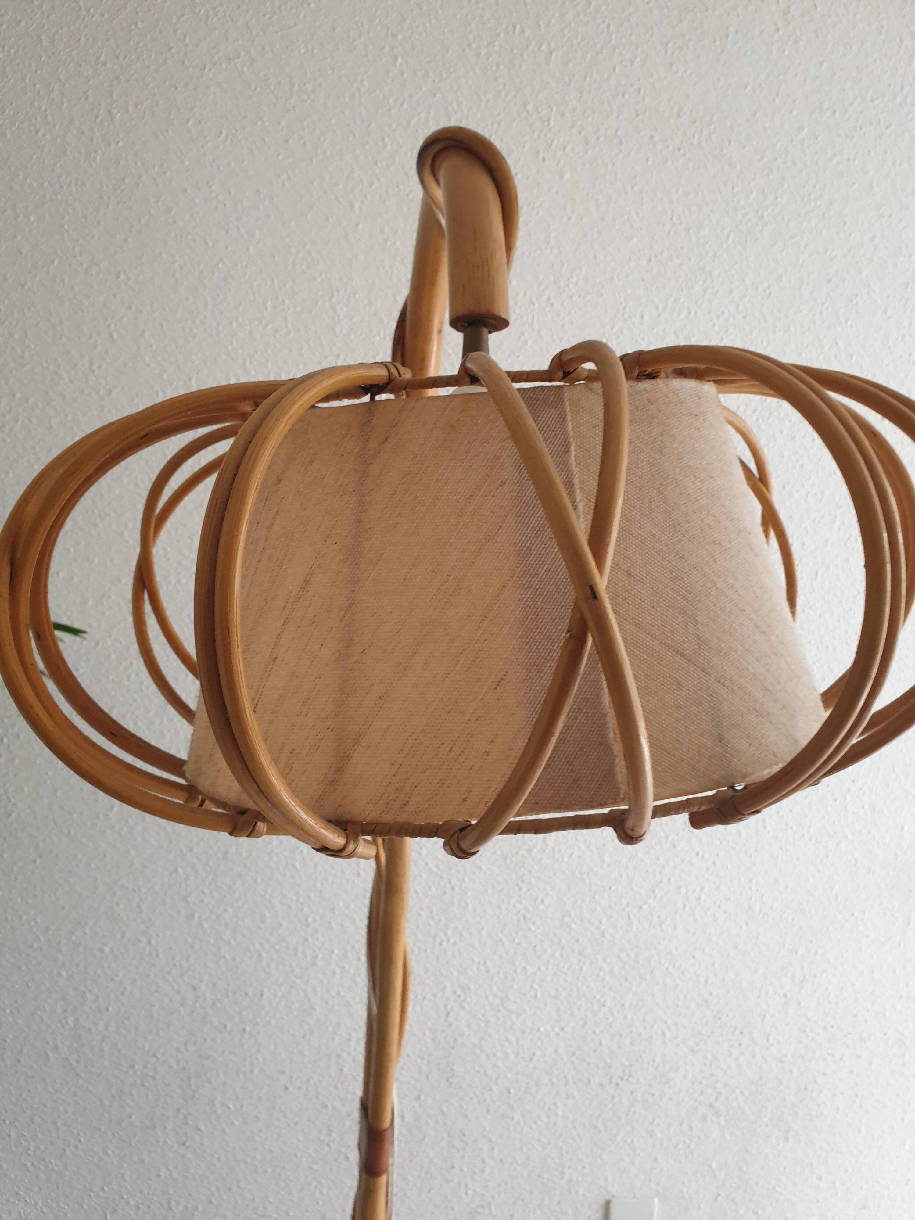 Bamboo floor lamp by Louis Sognot 60's