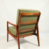 Fauteuil vintage vert eucalyptus bouclé 1960 design scandinave