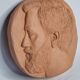 Bas-relief mural in terracotta, profile of a man, signed, 21 x 20 cm, 1984.