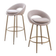 West Elm "Orb" bar stools – blush pink – gold finish legs