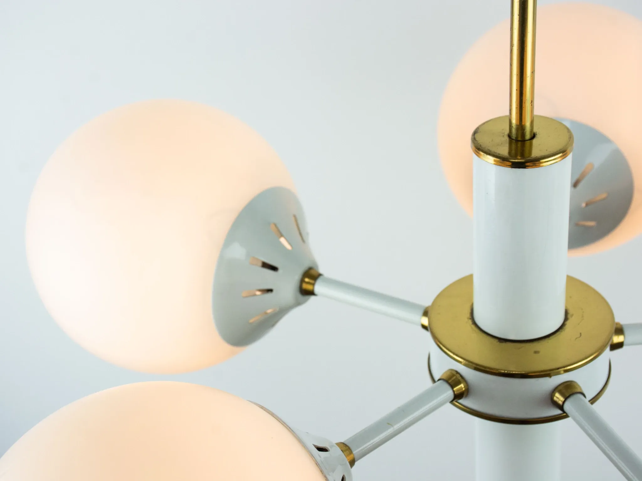 Vintage White 1970s Sputnik Chandelier – Mid-Century Modern Ceiling Light