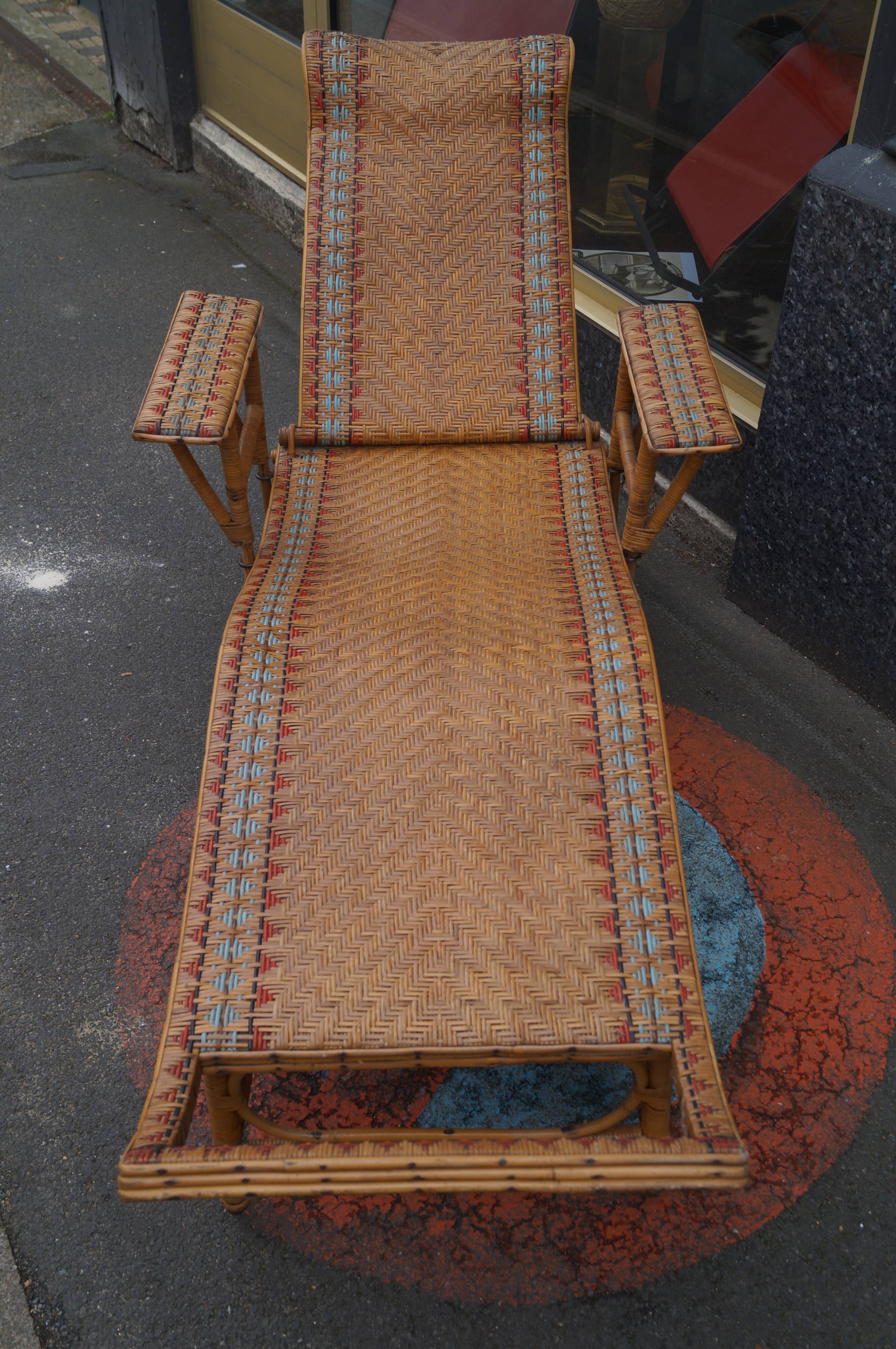 Rattan chaise longue 1920