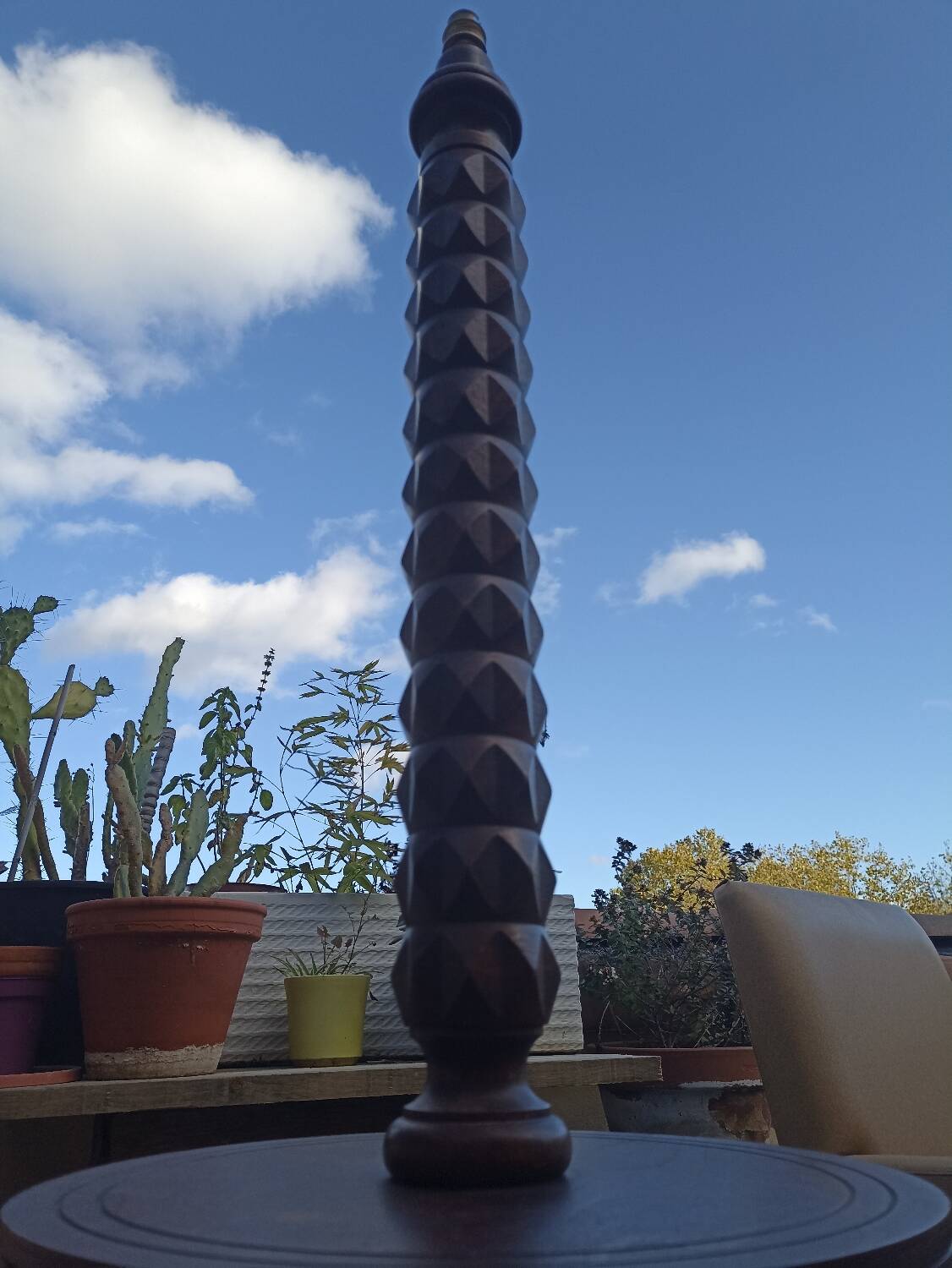 Large solid wood lamp